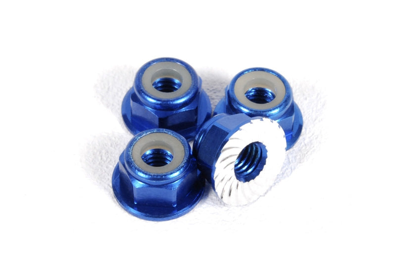 Axial M4 Serrated Nylon Lock Nut (Blue) (4pcs) - AXIC1046