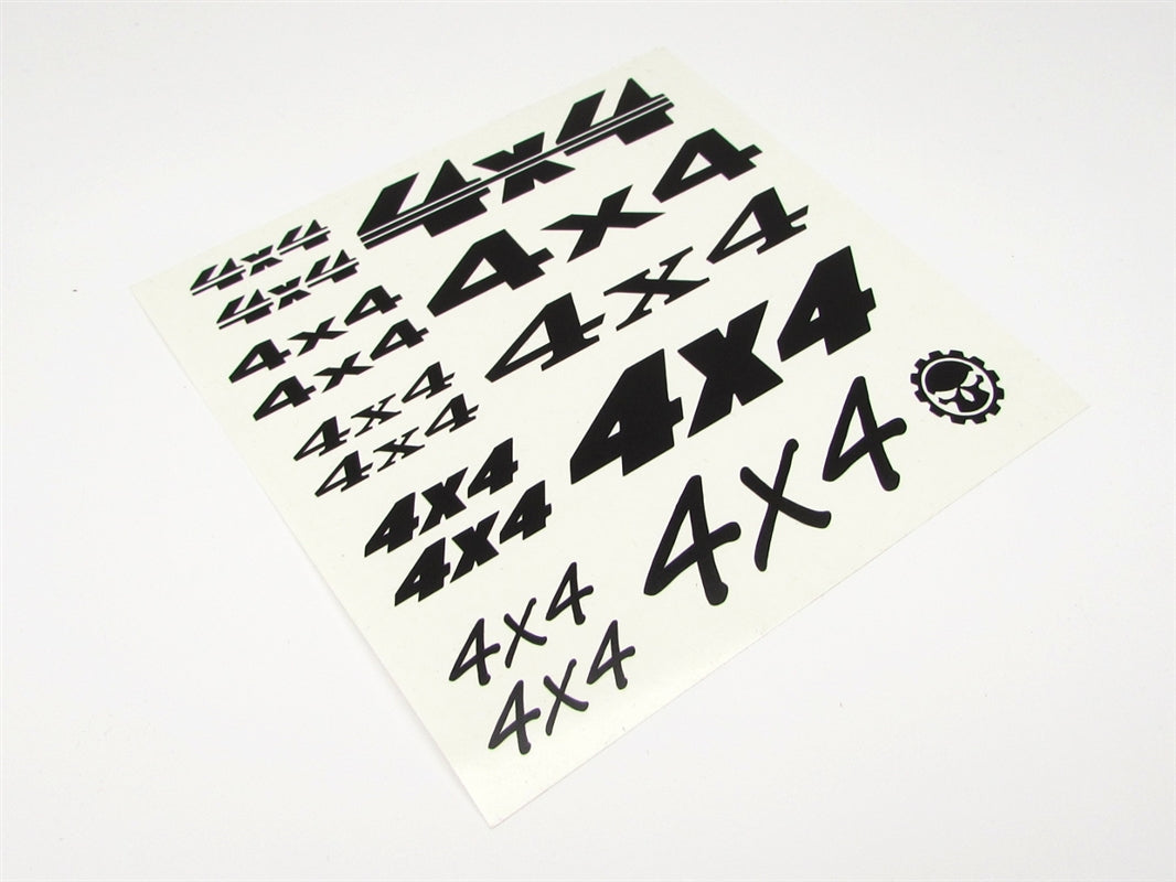 Gear Head RC Vinyl "4X4" Decal Sheet - Matte Black