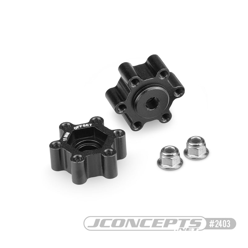 JConcepts Tribute Wheel Aluminum 12mm Hex Adaptor - 11mm offset Black (2)