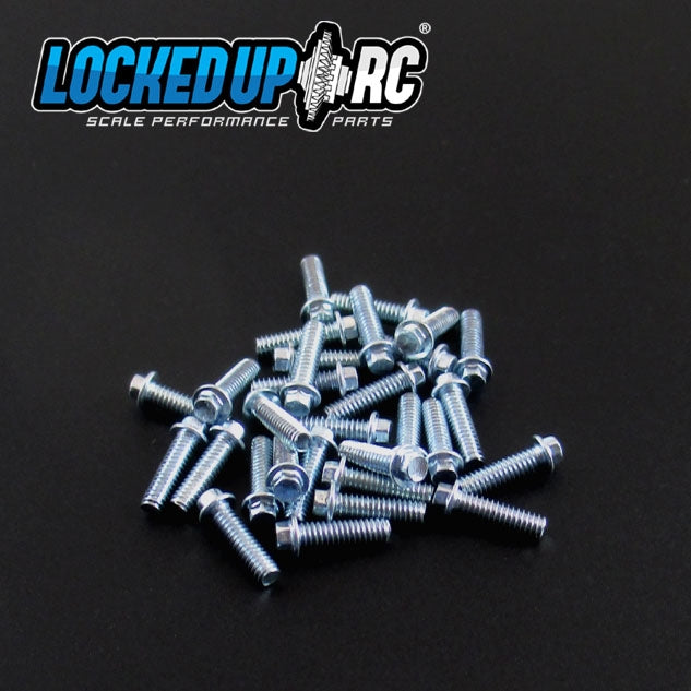 Locked Up RC M2 x 7mm Scale Hex Bolts (30) Silver Zinc (LOC-044)