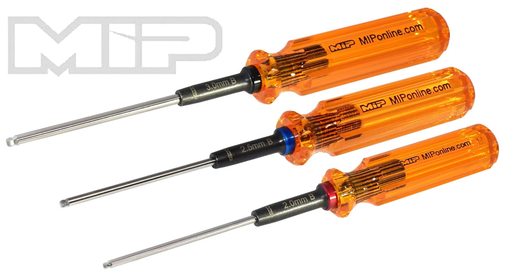 MIP Gen 2 Hex Driver Ball Wrench Set, Metric (3), 2.0mm, 2.5mm, 3.0mm