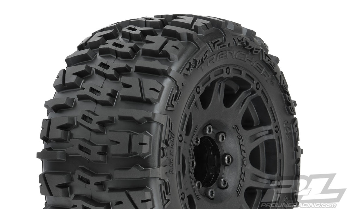 Pro-Line Trencher LP 3.8" All Terrain Tires Mounted on Raid 8x32 Wheels (2)