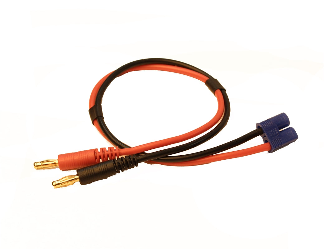 Racers Edge Charge Adapter Male EC3 to Male 4mm Bullets 300mm Wire
