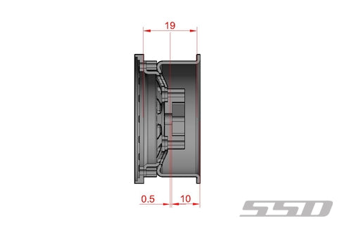 SSD RC Single 1.55" Steel D Hole Beadlock Wheel (Silver) (1)