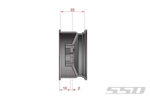 SSD RC 1.55" Steel Slot Wheels (Black) (2)