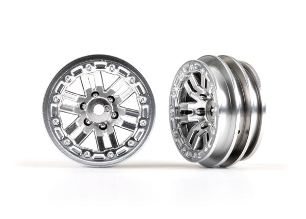Traxxas Wheels, 1.0", Style 1 (satin chrome) (2), TRX-4M