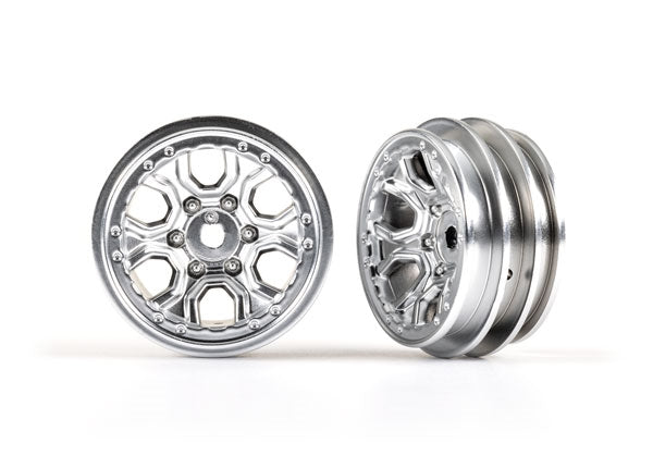 Traxxas Wheels, 1.0", Style 2 (black chrome) (2), TRX-4M
