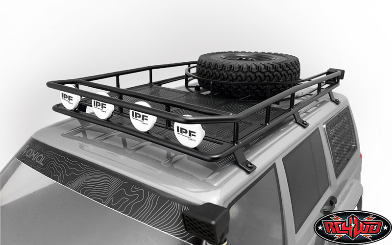 RC4WD Krabs Roof Rack w/Spare Tire Mount for Axial SCX10 II XJ (Black)