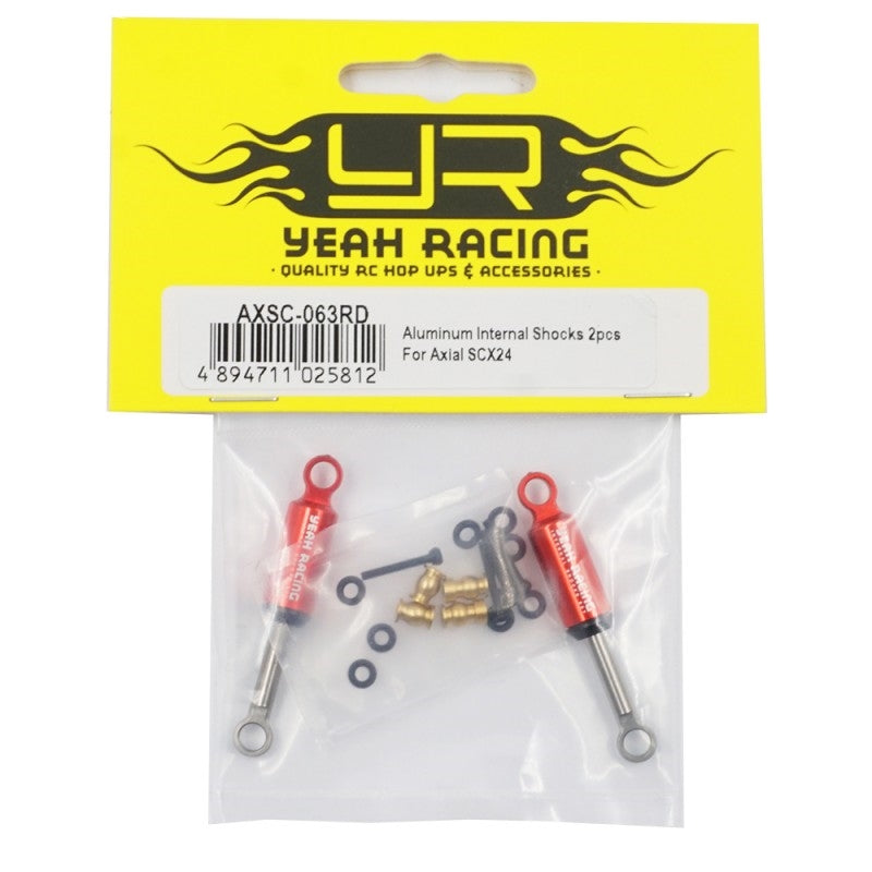 Yeah Racing Aluminum Internal Spring Shocks for Axial SCX24 (2) - Red