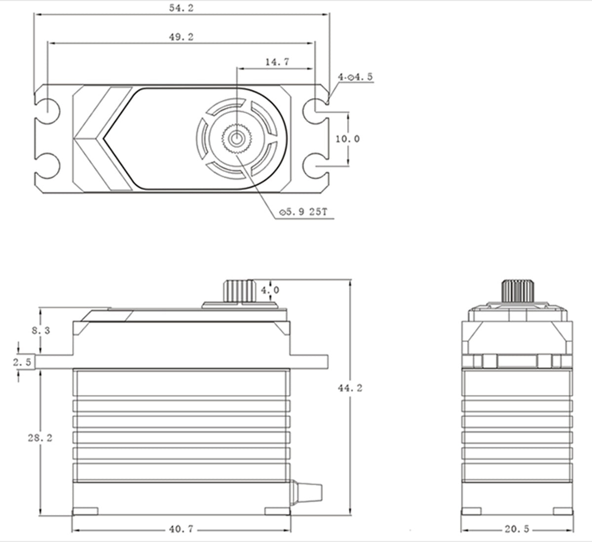 SRT T75 HV Brushless Digital Servo (.12s / 972.1oz @ 8.4V)