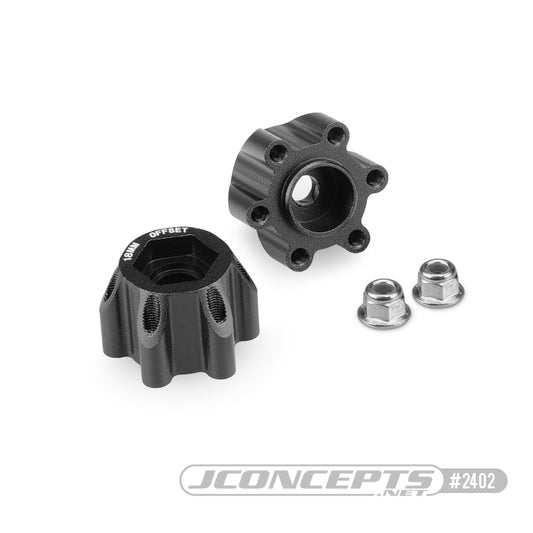 JConcepts Tribute Wheel Aluminum 12mm Hex Adaptor - 18mm Offset (4) - Black - Scratch & Dent