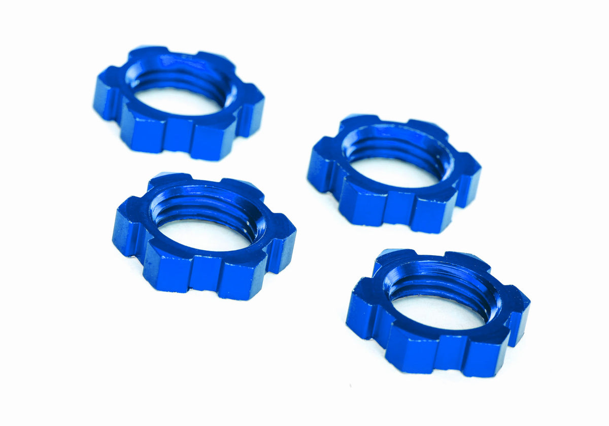 Traxxas  Wheel nuts, splined, 17mm, serrated (blue-anodized) (4)