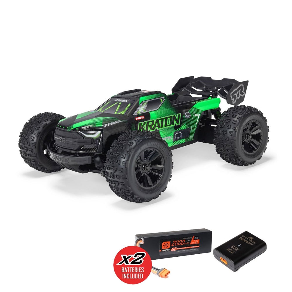 ARRMA 1/16 MINI KRATON 3S DSC 4X4 RTR Brushless Speed Truck (Battery & Charger Included), Red/Blue