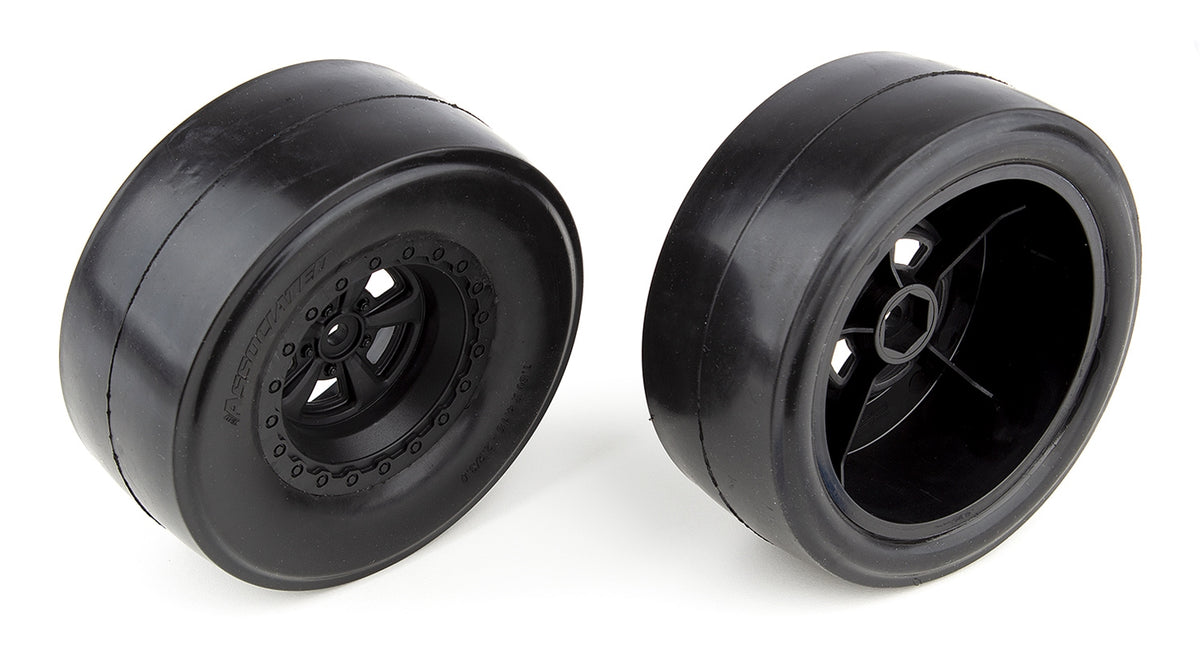 Associated DR10 Rear Wheels and Drag Slick Tires, Mounted (2)