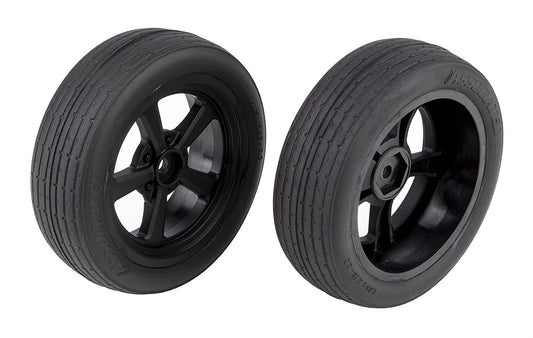Associated DR10 Front Wheels and Drag Tires, Mounted (2)