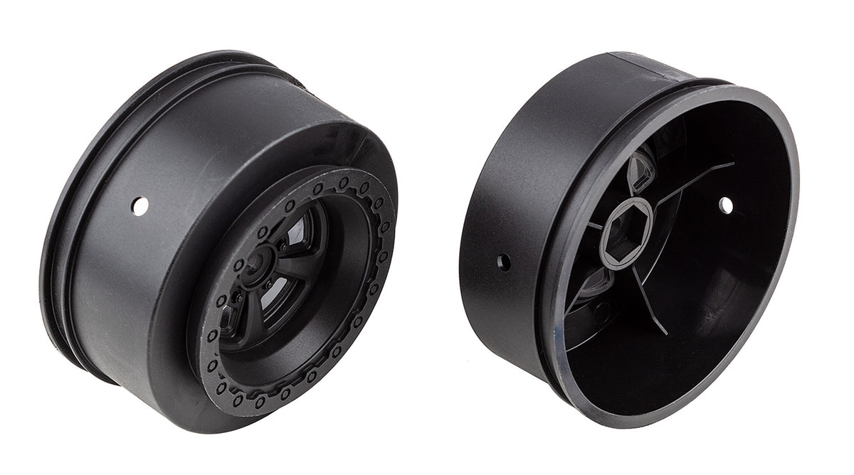 Associated DR10 Drag Rear Wheels, 2.2" / 3.0", Black (2)