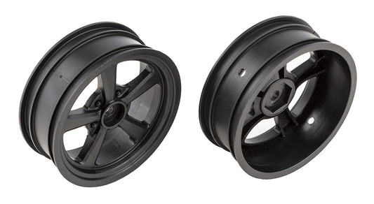 Associated DR10 Drag Front Wheels, 2.2", Black (2)