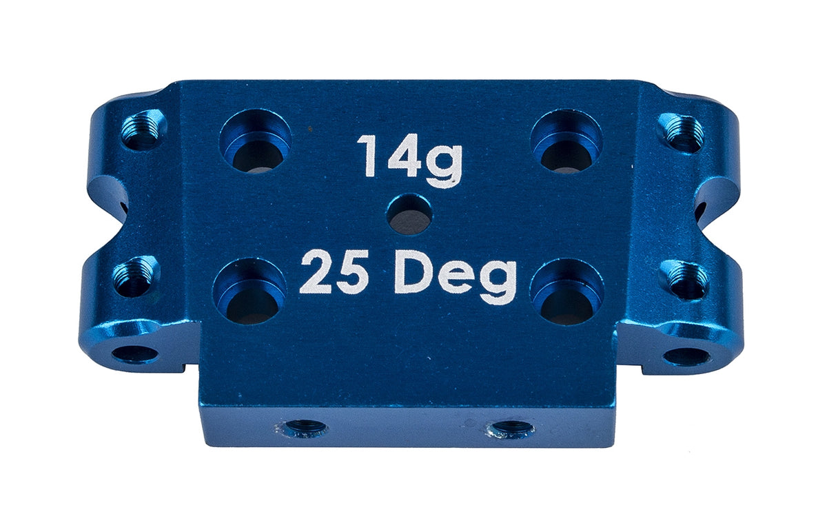 Factory Team DR10 Aluminum Front Bulkhead, 25 deg, Blue