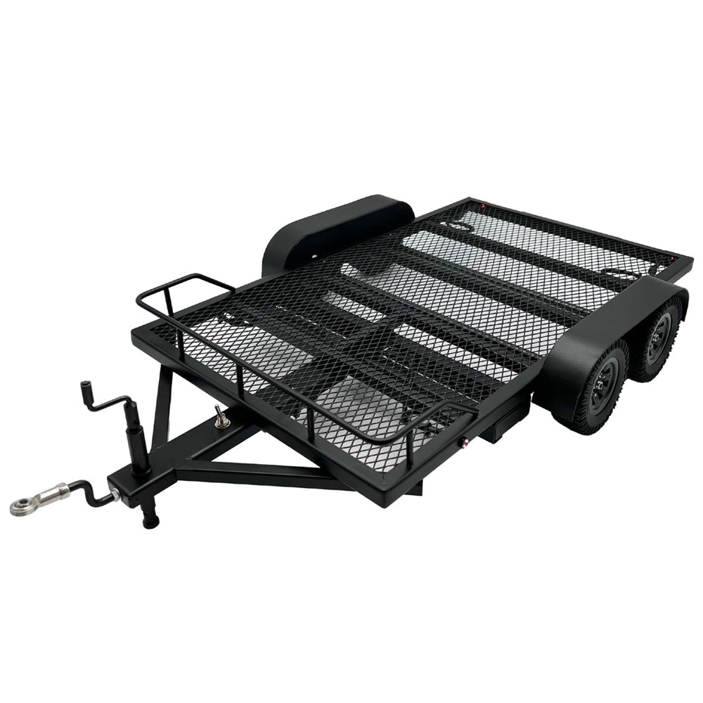 Bold RC 1/10 Scale Full Metal Car Hauler Trailer with LED Lights (Black)