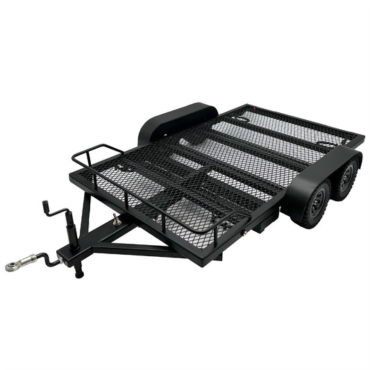 Bold RC 1/10 Scale Full Metal Car Hauler Trailer with LED Lights (Black)