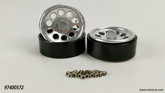 Cross-RC 1.9" CNC Aluminum Wheels Silver, SU4 (2)