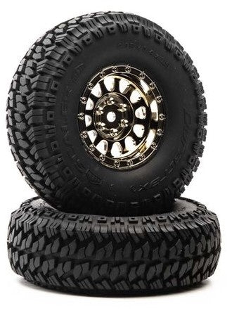 Duratrax 1.9" Class 1 Scaler CR Tires Mounted on Black Chrome Wheels (2)
