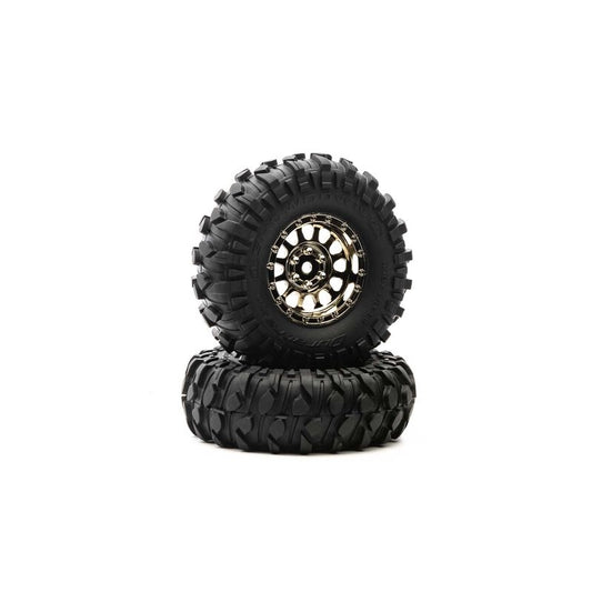 Duratrax 1.9" Class 1 Showdown CR Tires Mounted on Black Chrome Wheels (2)