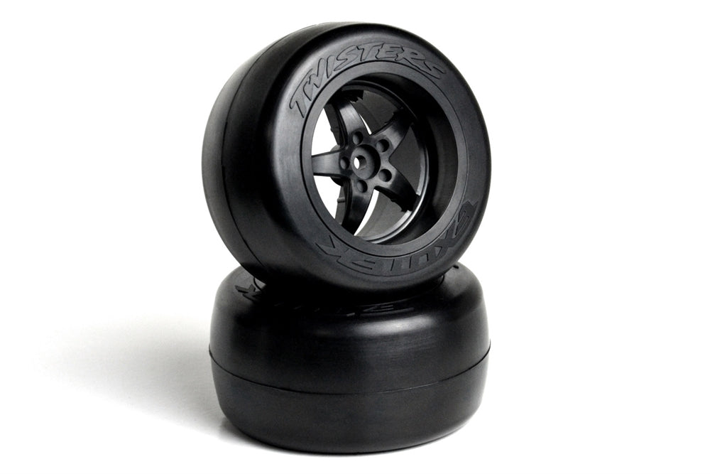 Exotek Racing Twister Pro Belted Drag Tire and Air Valve Wheel Set (2)