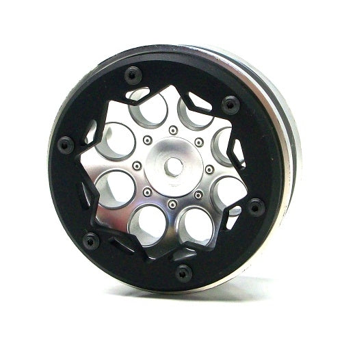 Gear Head RC Axial 1.9" Wheel Beadlock Rings, Style No. 5, Black Delrin (4)