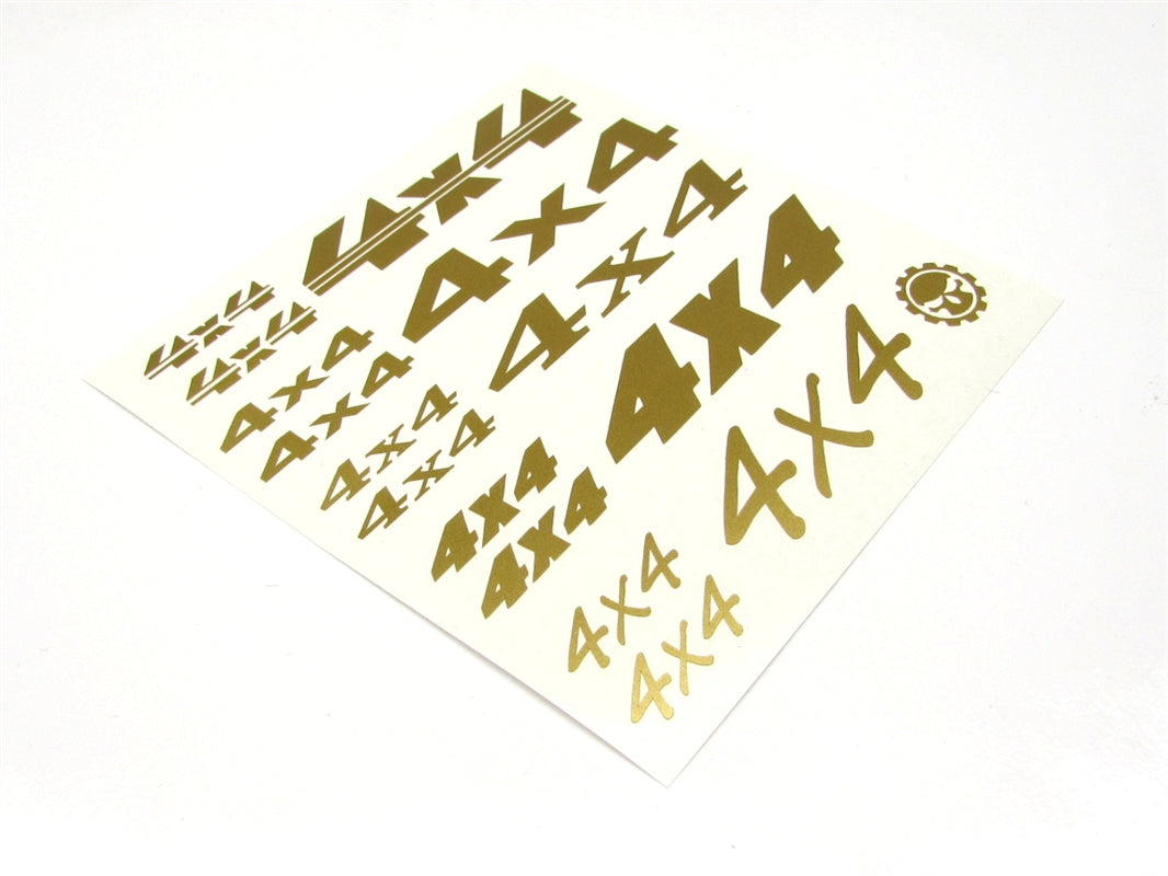 Gear Head RC Vinyl "4X4" Decal Sheet - Gold