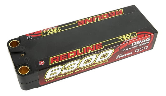 Gens ace 2S 7.4V 6300mAh 130C Redline Series "Drag" LiPo Battery - 8mm Bullets (11216)