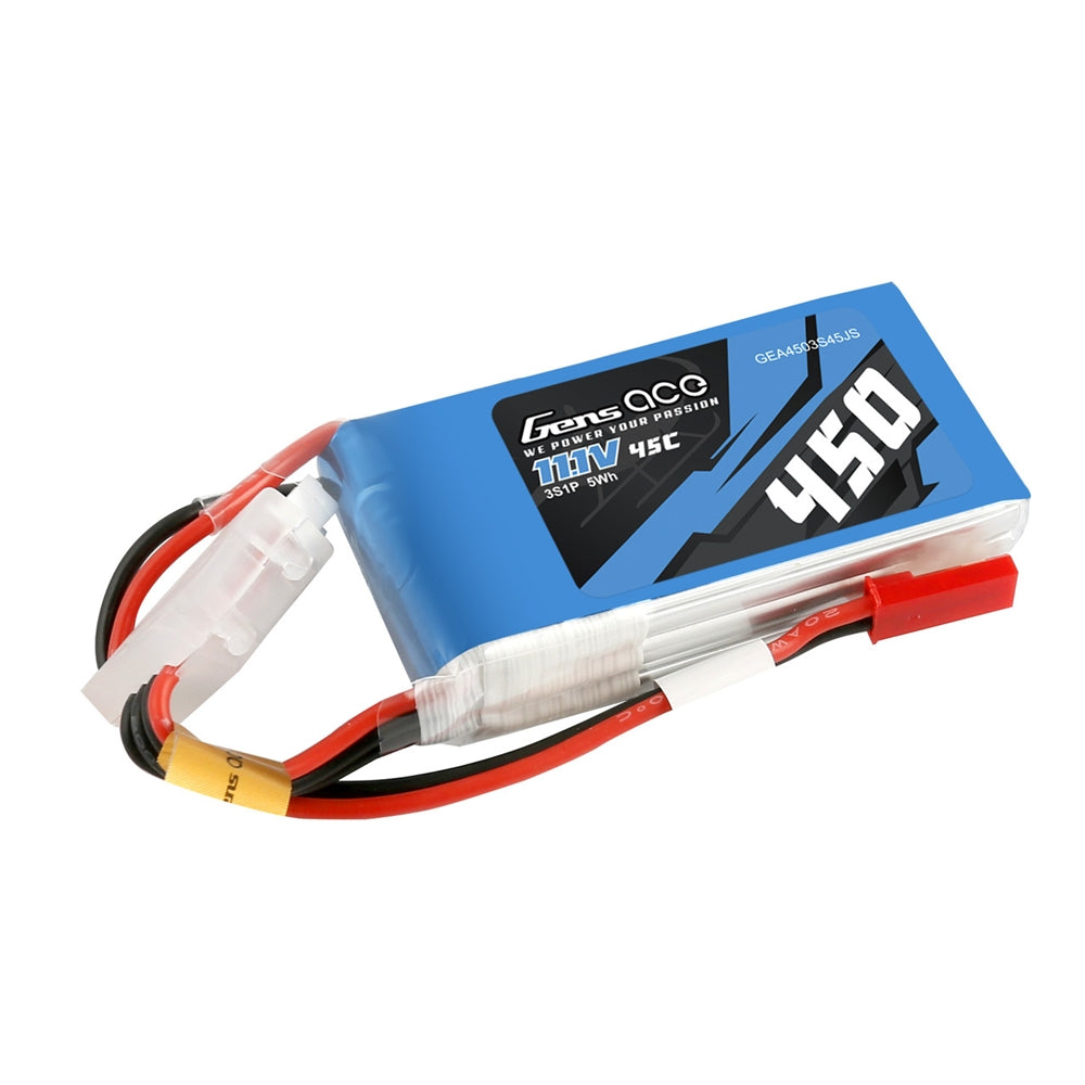 Gens ace 3S 11.1V 450mAh 45C LiPo Battery - JST-SYP (GEA4503S45JS)
