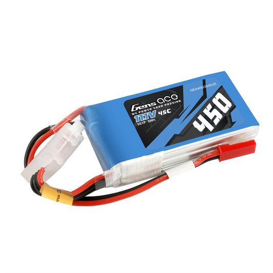 Gens ace 3S 11.1V 450mAh 45C LiPo Battery - JST-SYP (GEA4503S45JS)
