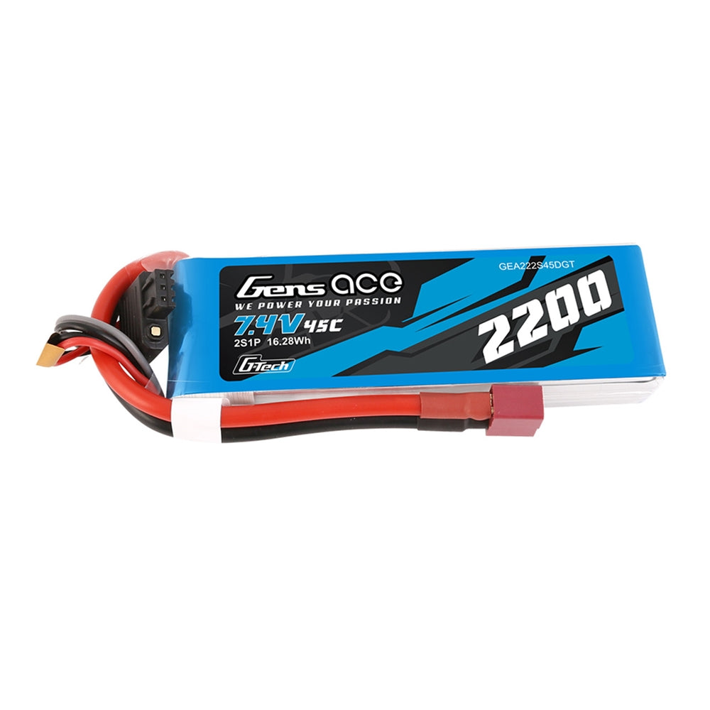 Gens ace 2S 7.4V 2200mAh 45C G-Tech LiPo Battery - Deans (GEA222S45DGT)