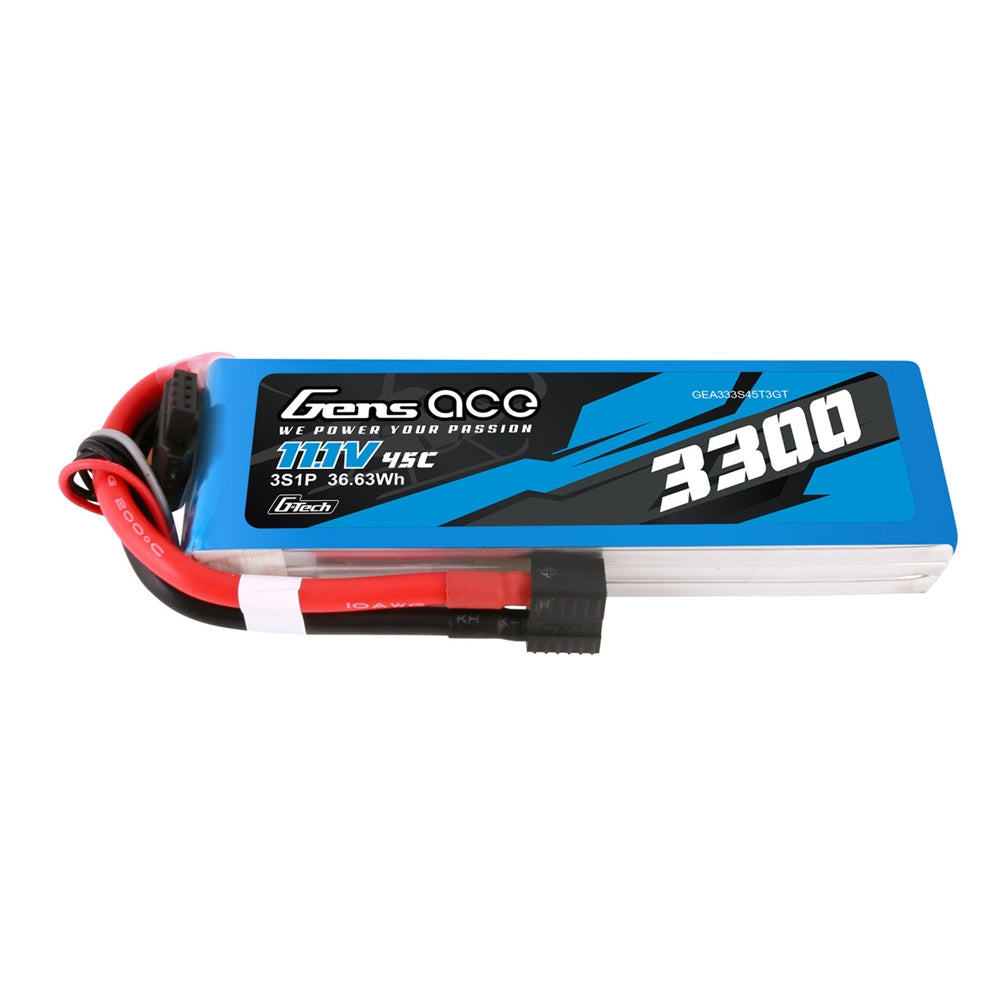 Gens ace 3S 11.1V 3300mAh 45C G-Tech LiPo Battery - Deans and EC3 (GEA333S45T3GT)