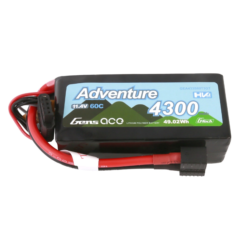Gens ace 3S 11.4V 4300mAh 60C G-Tech Adventure LiHV Battery - EC3 / Deans / XT60 (GEA433S60T3GT)