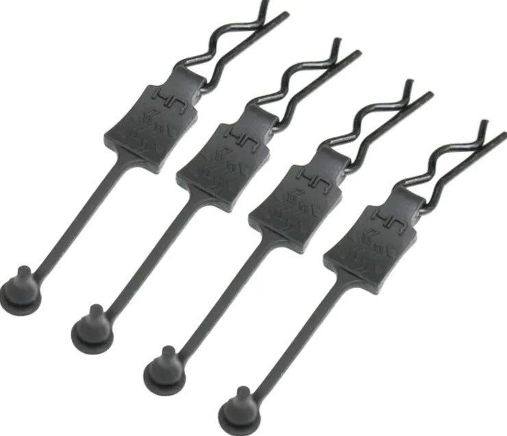 Hot Racing 1/8 Scale Body Clip Retainers with Large Body Clips - Black (4)