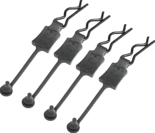 Hot Racing 1/8 Scale Body Clip Retainers with Large Body Clips - Black (4)