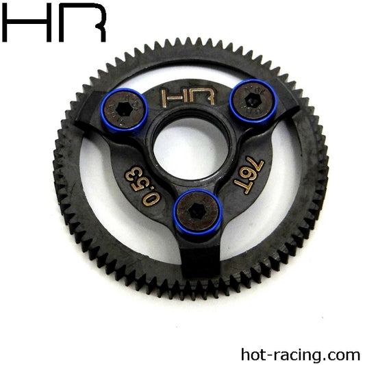 Hot Racing Steel 76T 48P Spur Gear w/ Blue Washers for Traxxas Slash