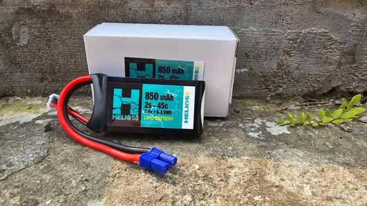 Helios RC 2S 7.4V 850mAh 45C LiPo Battery - EC2