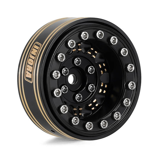 Injora 1.3 inch D-Slot Super Heavy Brass Micro Rock Crawler Beadlock Wheels (81g ea) (Black) (4)