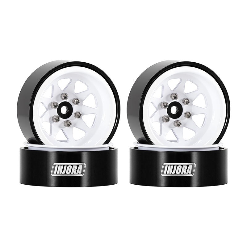 Injora 1.3" Stamped Steel Micro Rock Crawler Beadlock Wheels (23.5g ea) (White) (4)
