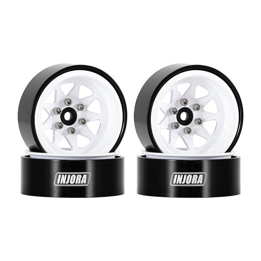 Injora 1.3" Stamped Steel Micro Rock Crawler Beadlock Wheels (23.5g ea) (White) (4)