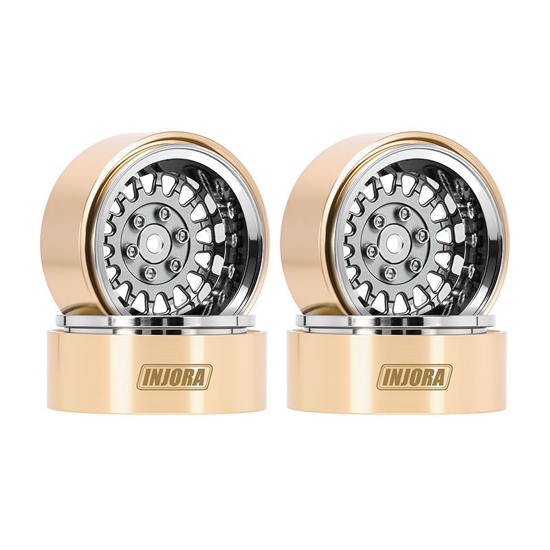 Injora 1.3 inch ModuWheel Brass & Aluminum Micro Crawler Beadlock Wheels (Grey) (4)