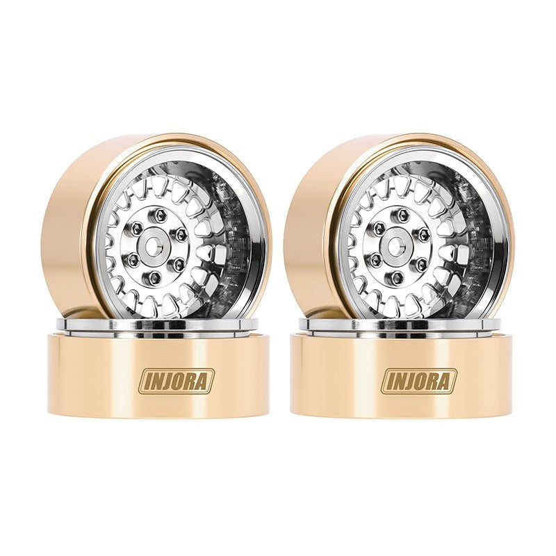 Injora 1.3" ModuWheel Brass & Aluminum Micro Crawler Beadlock Wheels (Silver) (4)