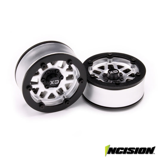 Incision 1.9" KMC XD229 Machete Silver Plastic Wheels (2)