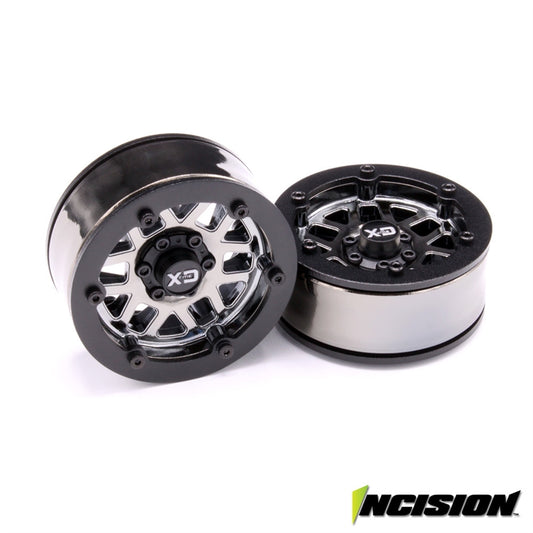 Incision 1.9" KMC XD229 Machete Black Chrome Plastic Wheels (2)