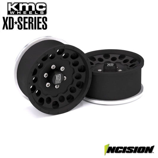 Incision KMC 1.9" XD129 Holeshot Black Anodized Wheels (2)