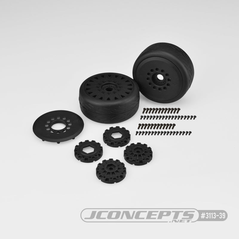 JConcepts Speed Claw Belted Tires, Premounted on Cheetah Wheels, Black (2)