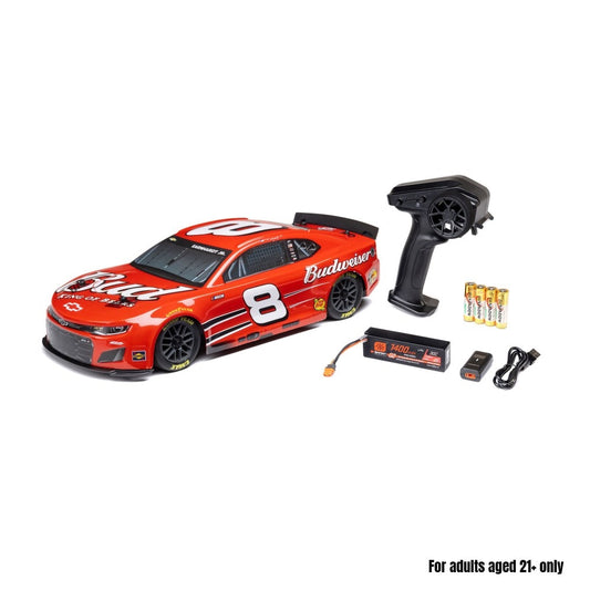 Losi 1/12 NASCAR RC Race Car No. 8 Dale Earnhardt Jr. Budweiser Chevrolet ZL1 2S AWD RTR - Red